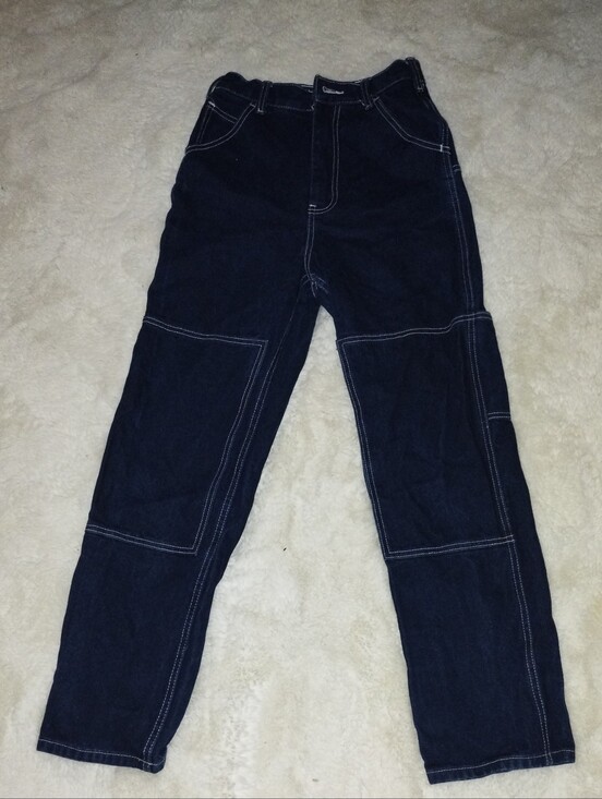j.galt Denim - Women's Straight Leg Jeans with Contrast Stitching - Dark Blue